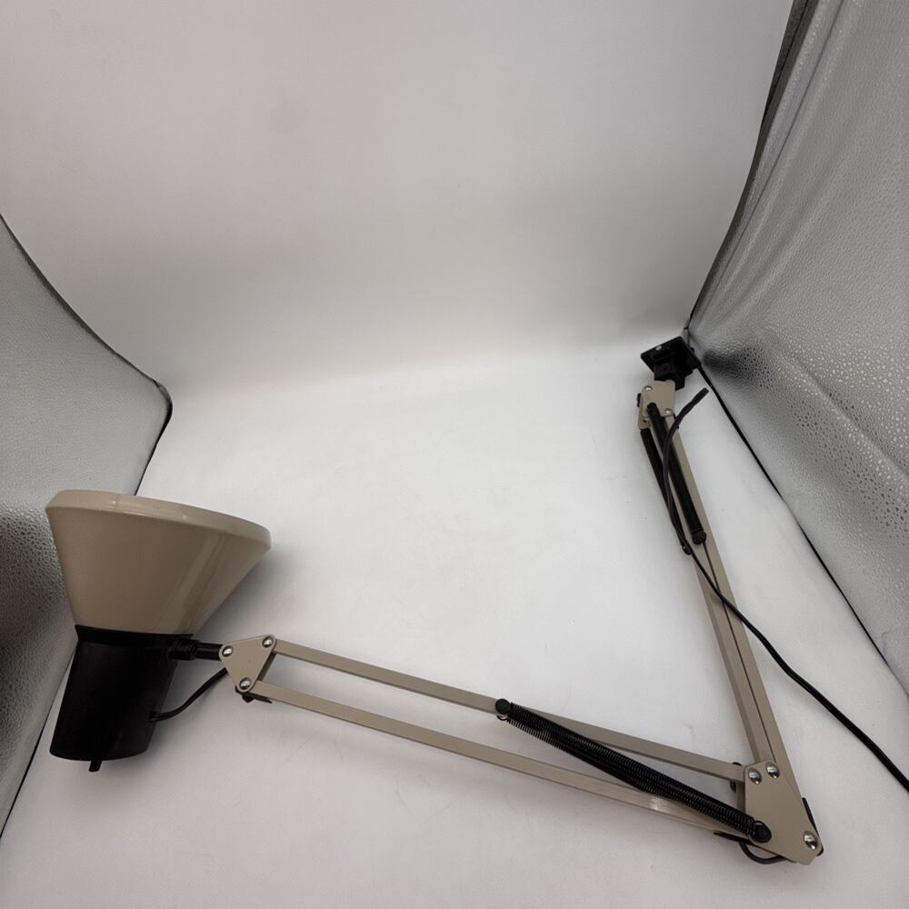 Vintage Luxo? Model AM Tan & Black Articulating Clamp Table Drafting Lamp